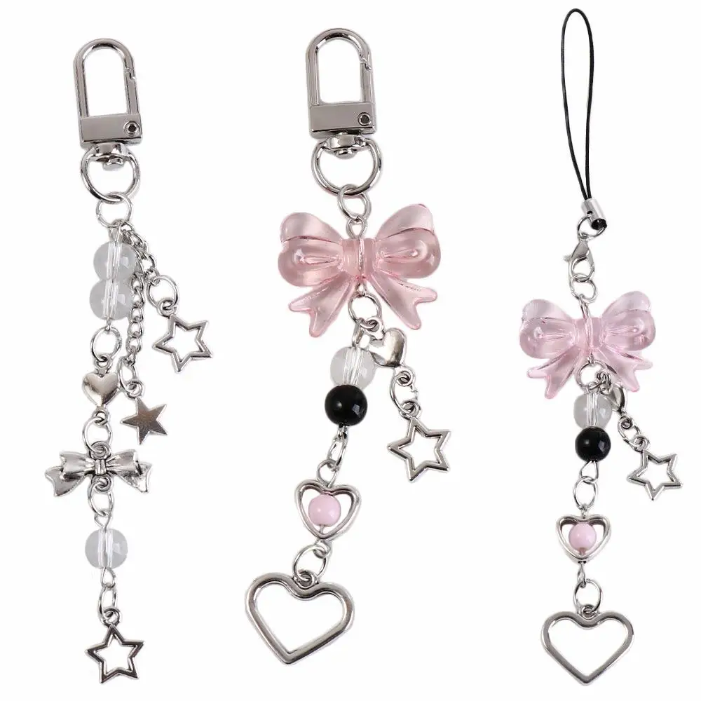Schöne Perle Perle Perle Telefon Charm Strap Stern Süße Handykette Mode Kurze Schleife Perlen Handy Strap Schmuck