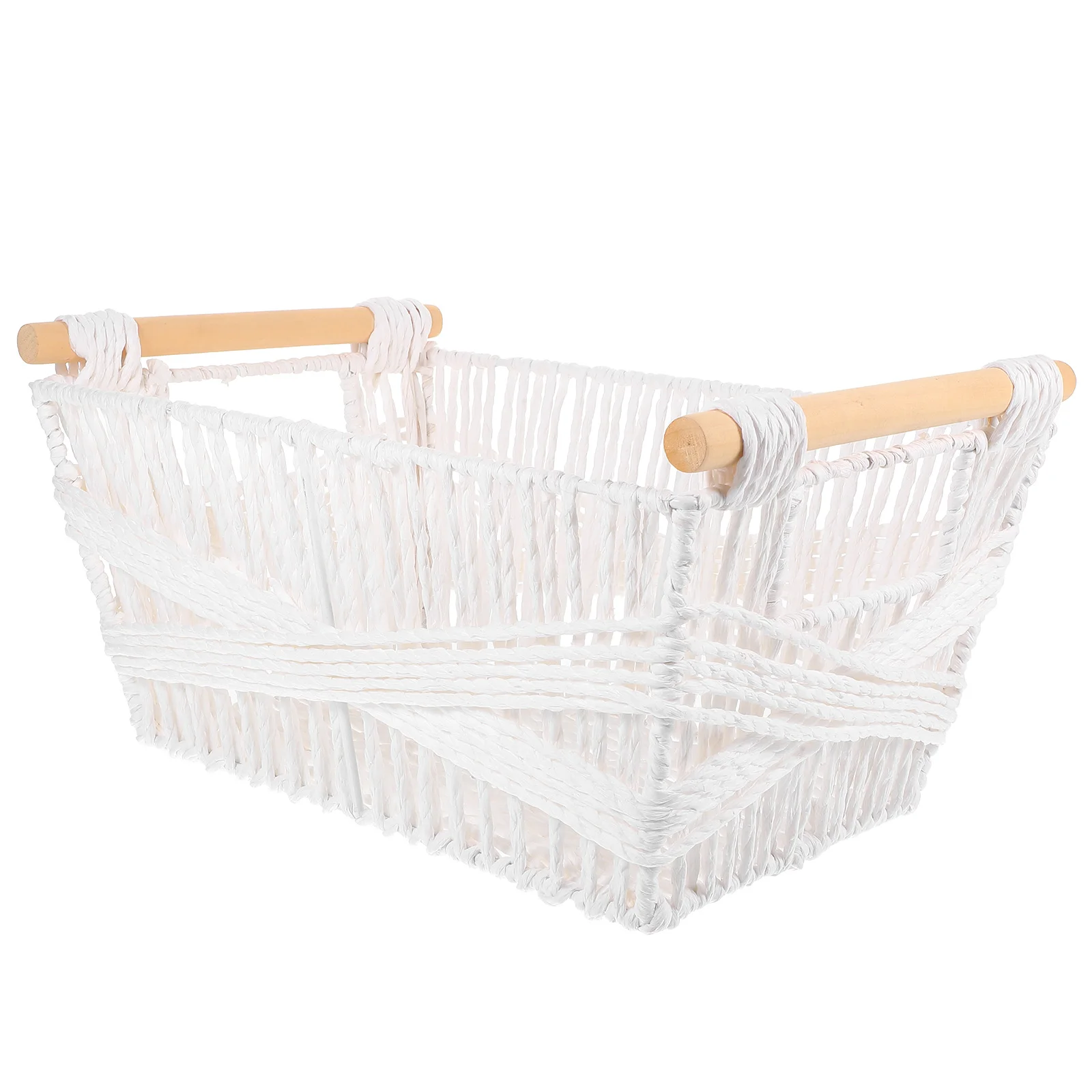 

Woven Storage Basket Paper Rope Baskets White Gray Jute Rattan Organizer Shelf Weave Multipurpose Desk Container