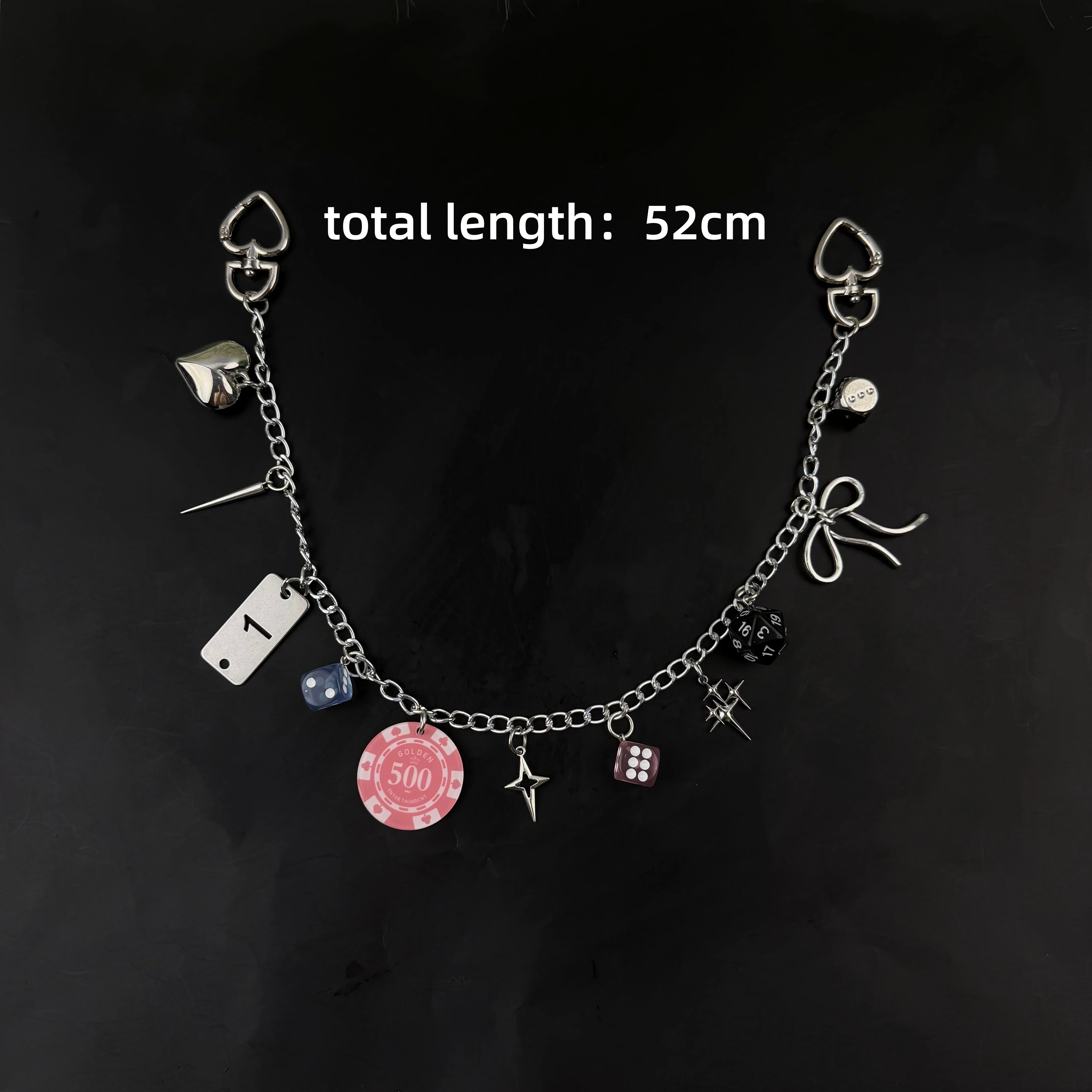 Novelty hipster fashion chain with colorful beaded waist chain, sweet and spicy girl's heart-shaped bag chain, multi-functional