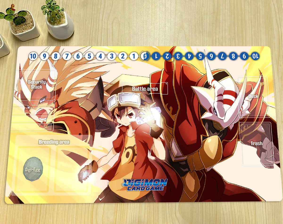 Digimon Playmat Agnimon Tamer Board Game TCG CCG Trading Card Game Mat Anime Mouse Pad Desk Mat Gaming Accessories Zones & Bag