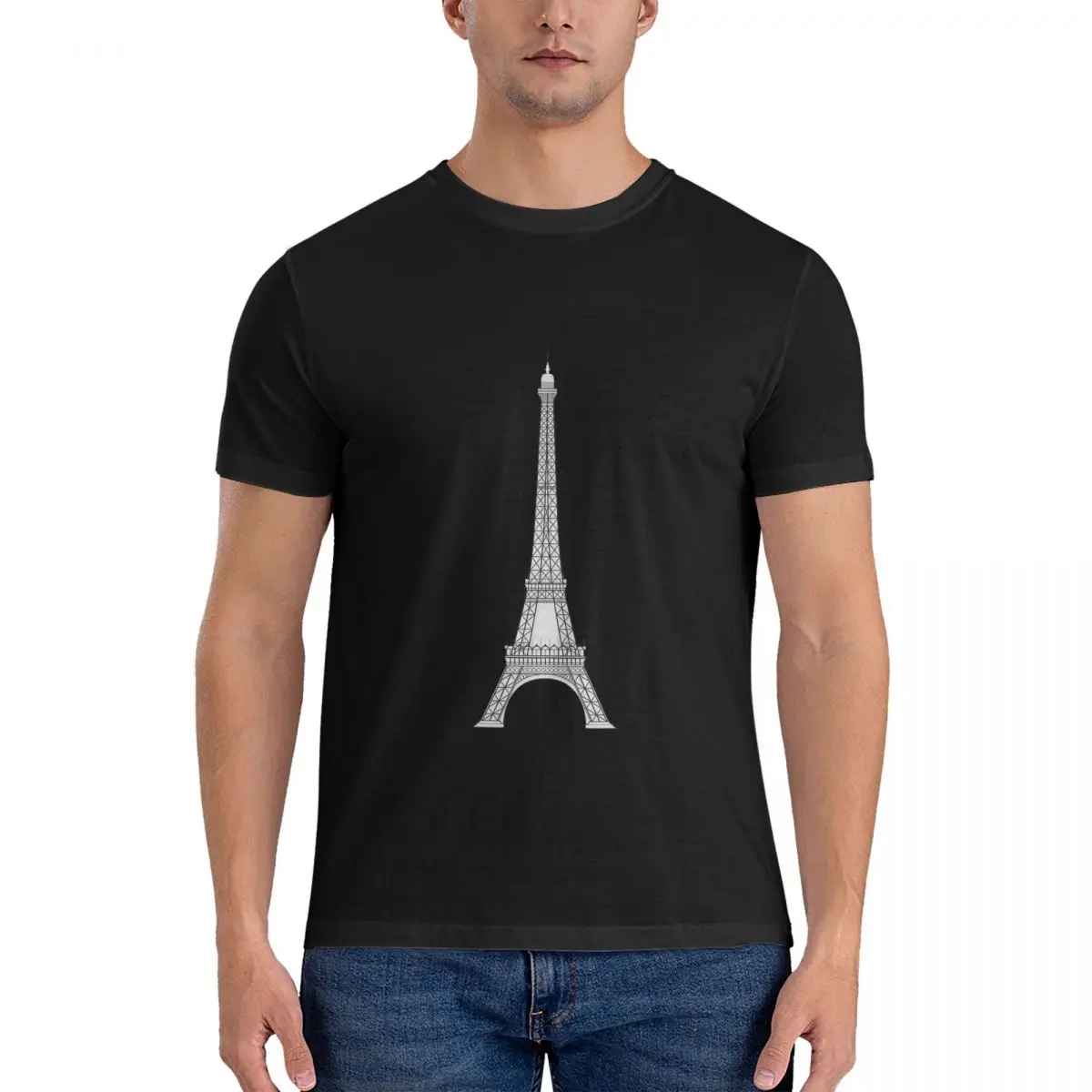 Men's Memorial Games T Shirt Eiffel Tower Cotton Tops Casual Short Sleeve Crewneck Tees Gift Idea T-Shirt