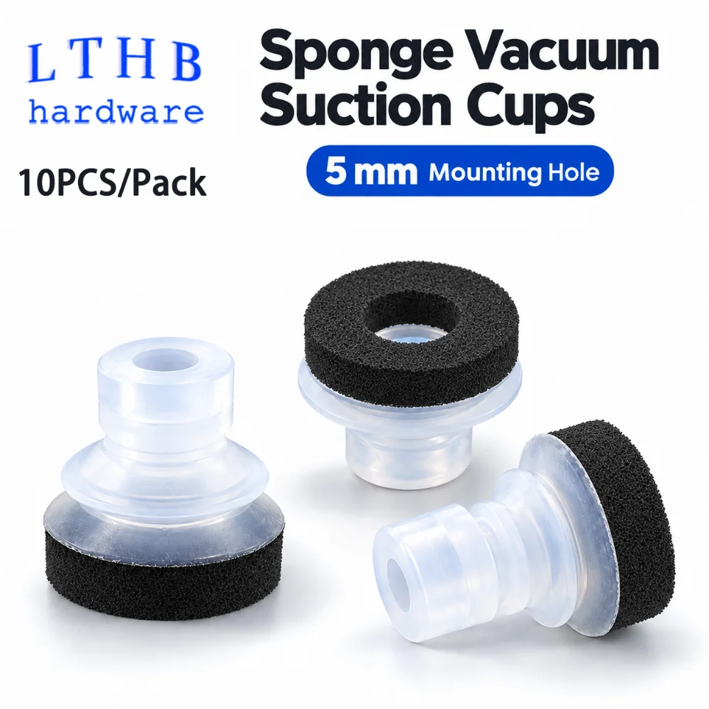 10PCS/Pack Pneumatic Vacuum Suction Cups Small Head Silicone Sponge Pad 5mm Mounting Hole for Robot Arms and Rough Surfaces