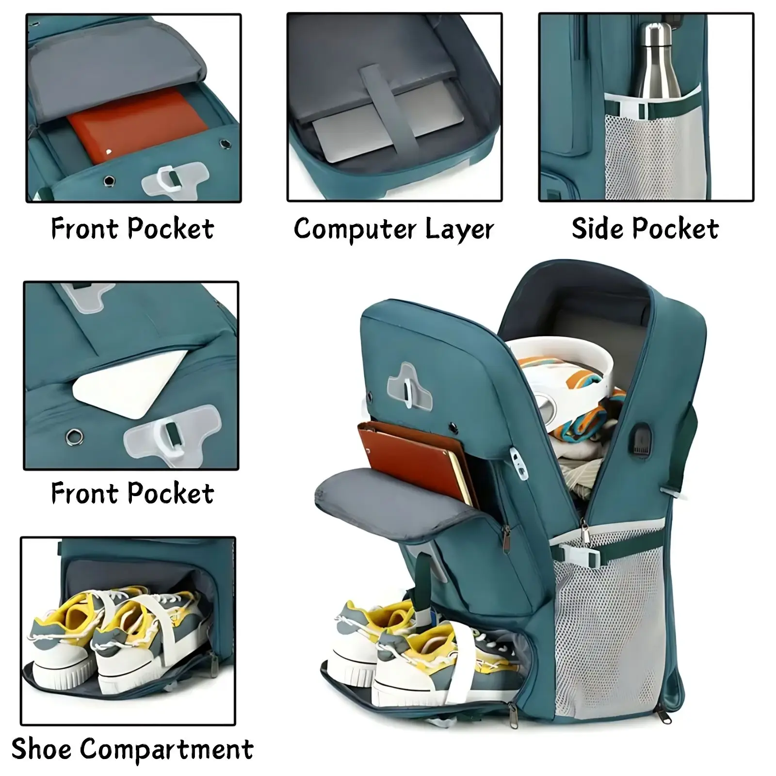 Backpack for Men, Travle Bapckpack with Shoe Compartment, Flight Approved Large 30L, Single Shoulder College Backpack