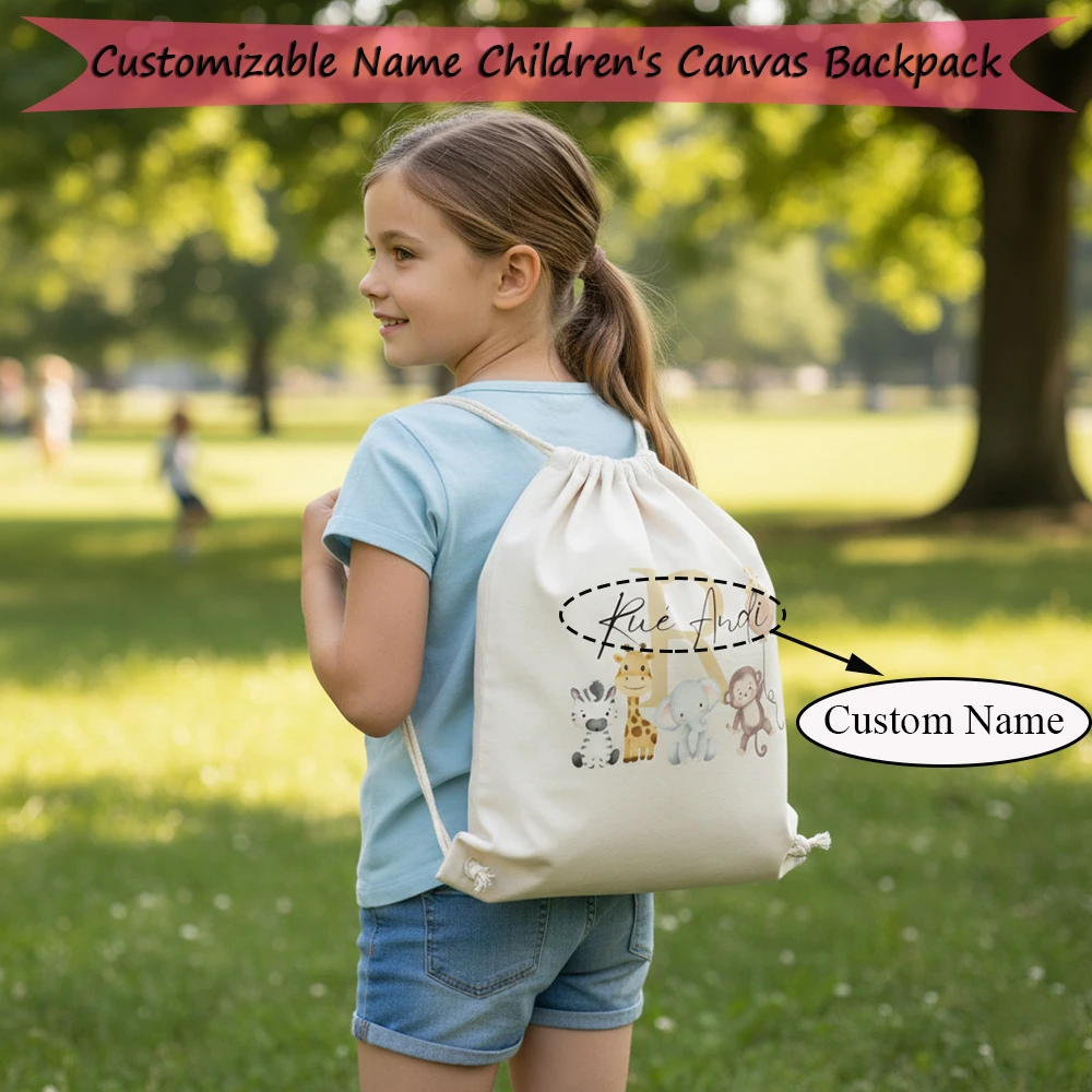 

Настраиваемый QR-код, детский рюкзак на шнурке, милая хлопковая сумка с радужным принтом, индивидуальный контент для девочек и мальчиков, школьные путешествия, ежедневно