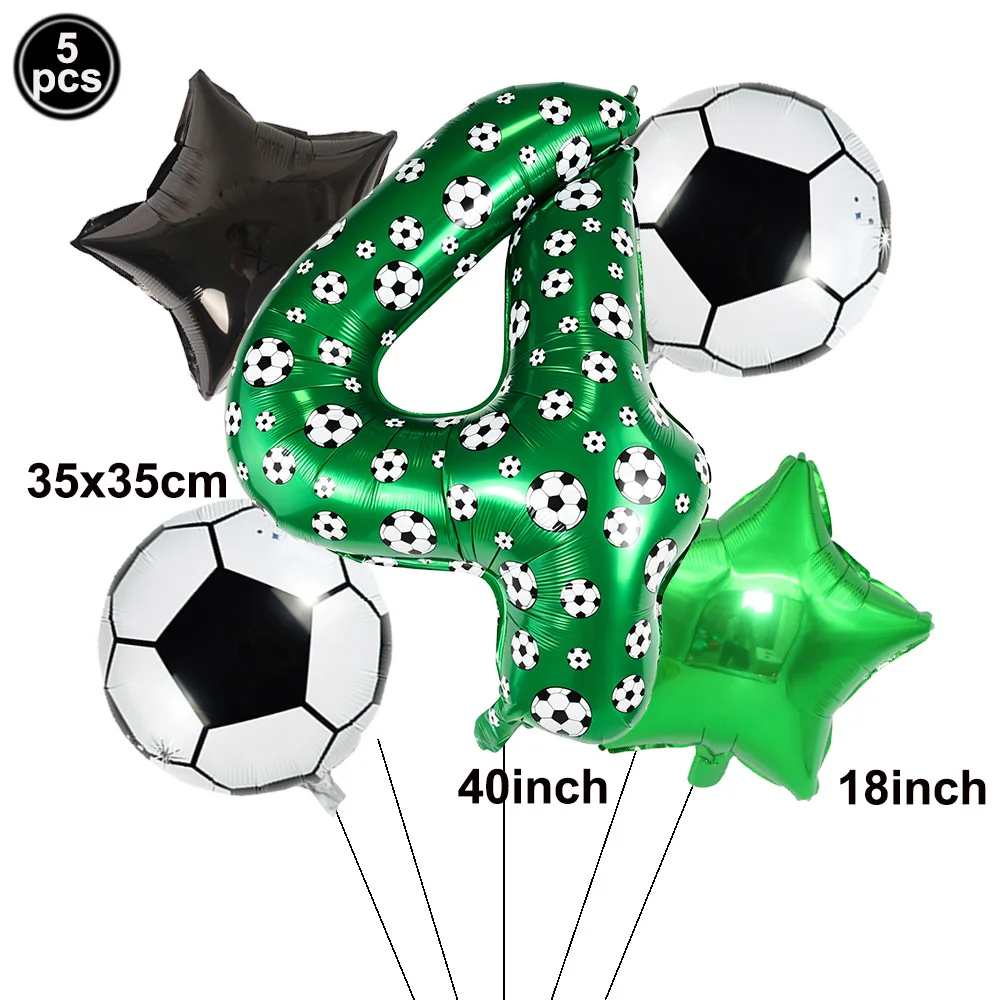 Fußball-Thema Geburtstagsdeko Ballonset Fußball-Trophäe Folienballon Grüner Fußball-Druck Nummer 0123456789 Ballon Jungen-Geschenk ﻿ – Detail 5