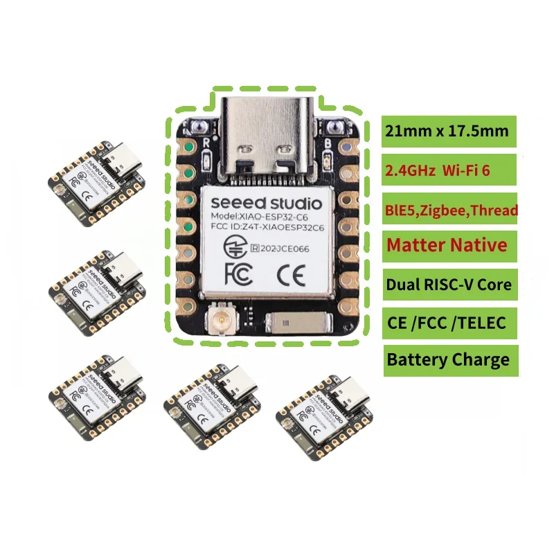 ESP32C6 mini development board XIAO esp32 c6-2.4 GHz WiFi6,BlE5.3,Zigbee Thread (802.15.4)ESP Rain Maker,AWS IoT,Microsoft Azure