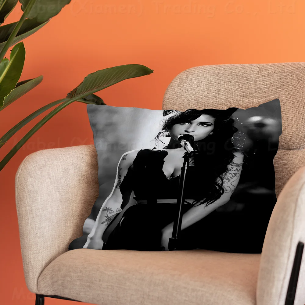 Pop Singer Amy Pillow Covers Cartoon Sofa Decorative Home Double-sided Printing Short Plush Cute Cushion Cover