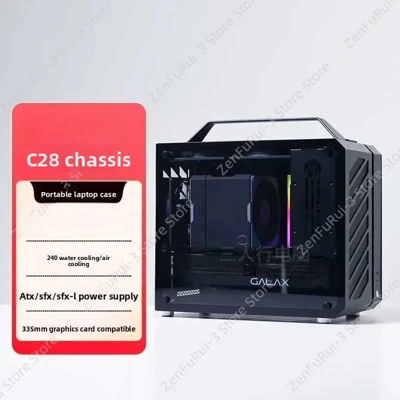 for Master Mechanic C28 Chassis Small Portable ITX MATX Water Cooled Desktop Aluminum Glass Side Through Mini PC Case
