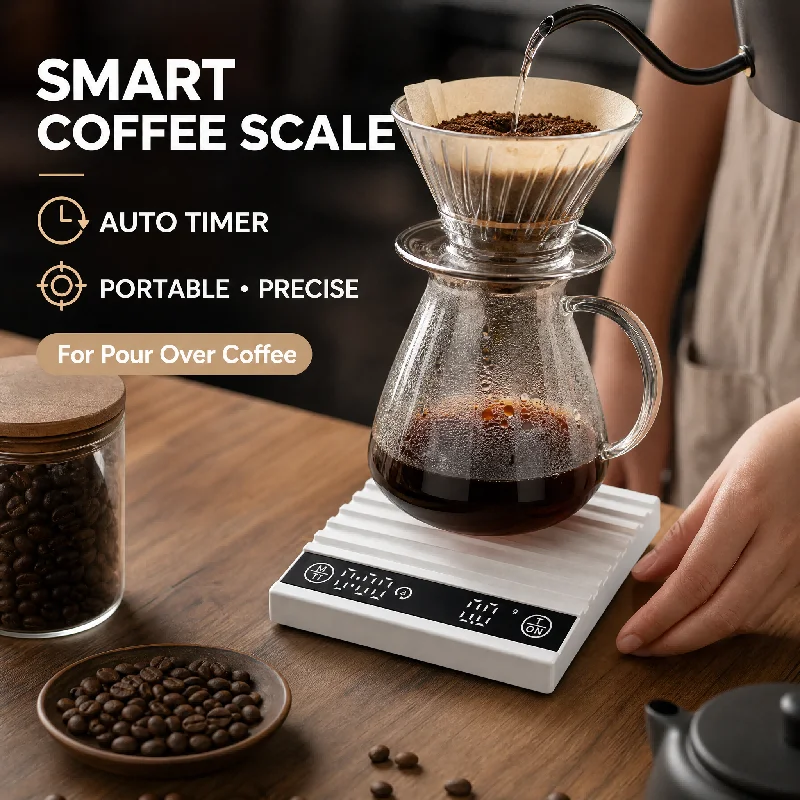 Mini Smart Electronic Coffee Scale USB Powered LED Display Auto Timing Commercial Hand‑Brew Kitchen Scale for Home Commercial