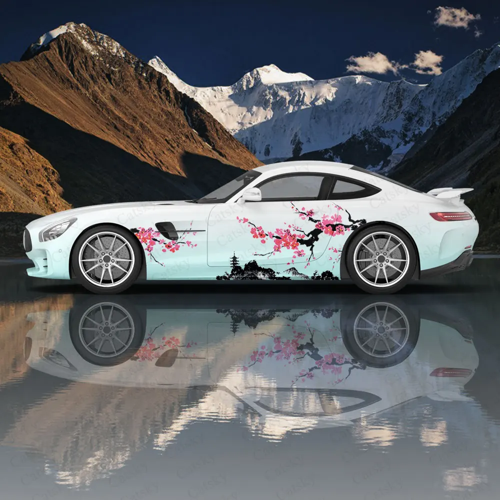 

Plum Blossom Mountain Ink Painting car stickers pvc modified painting accessories decoration pain car car racing packaging