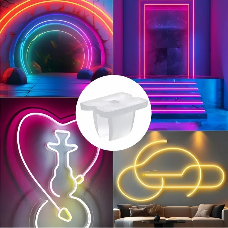 Pack of 23 LED Strip Light Clips, Transparent Adhesive Backing, for TV Wall and Cabinet Decoration, Durable and Reusable