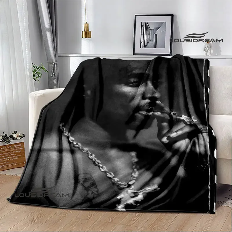 2PAC hip -hop singer fashion printed blanket warm bed blanket soft and comfortable blanket home travel blanket birthday gift