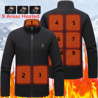 9 Heated Area Heating Jacket 3 Gear Temperature USB Charging Heated Zip Up Coat Waterproof Heated Sweater for Outdoor Activities