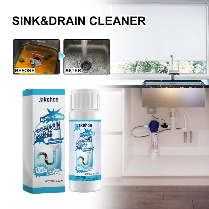 Drain cleaner, kitchen sink and toilet drain unclogging agent, deodorizing and cleaning agent.