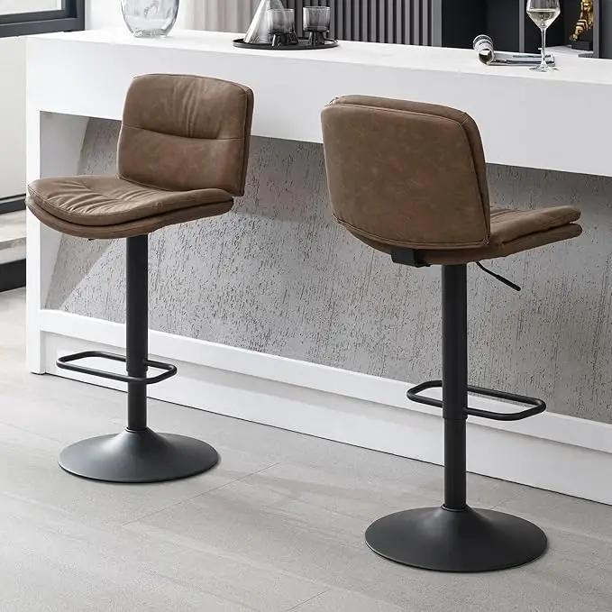 Swivel Bar Stools Set of 2, Double-Layer Upholstered Counter Height Bar Stools with Back, Adjustable Bar Stool 24