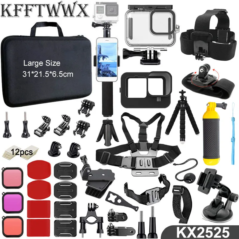 KFFTWWX for Gopro Hero 13 12 11 10 9 Accessories Kit Waterproof Housing Case Tripod Monopod Mount for Go Pro 12 Black Accessory