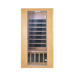 SucceBuy Far Infrared Wooden Sauna Room Home Sauna Spa for Person Low EMF Far Infrared Hemlock Sauna with Tempered Glass Door