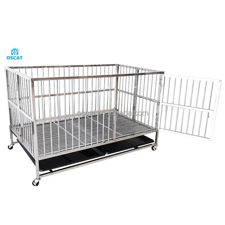 OSCAT Veterinary Equipment Indoor Large Stainless Steel Portable Folding Running Cage With Playpen Fence Indoor Dog Run Cage