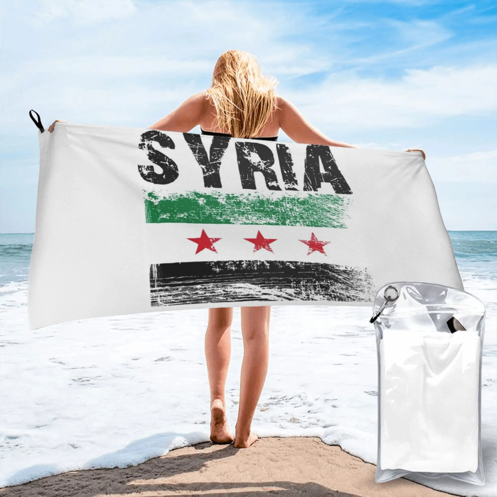 Free Syria flag Beach Towel Soft Microfiber Quick Dry Absorbent Quick Towels For Bath