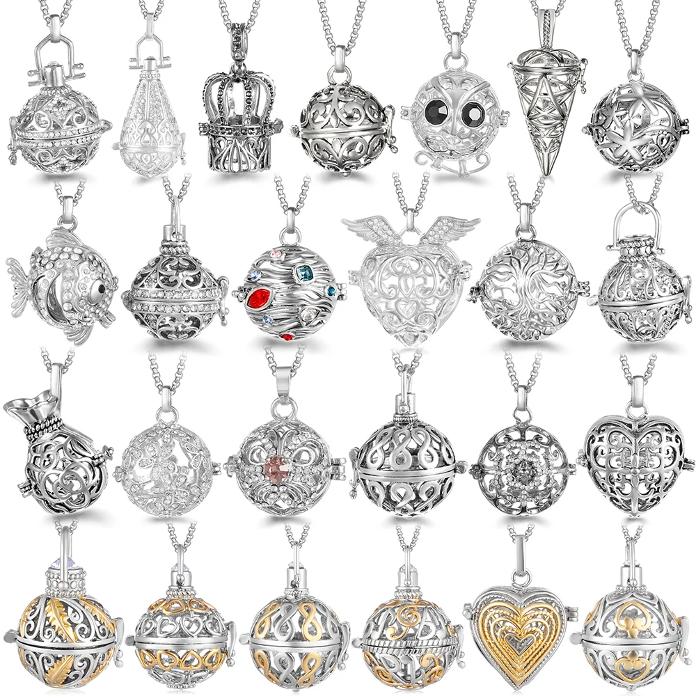 Mexico Chime Aromatherapy Angel Caller Music Ball Pregnant Woman Necklace Essential Oil Diffuser Titanium Steel Chain Pendant