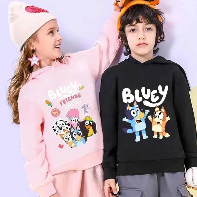 Blueys Bingos Streetwear Hoodies Children Baby Girl Printed Sweatshirt Autumn Winter Long Sleeve Pullovers Hooded Sweater Gifts