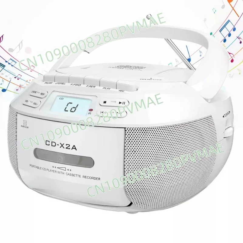 

Portable Bluetooth CD/MP3 Player, FM Radio & Cassette Recorder, USB/English Learning Disc Supported Audio Device
