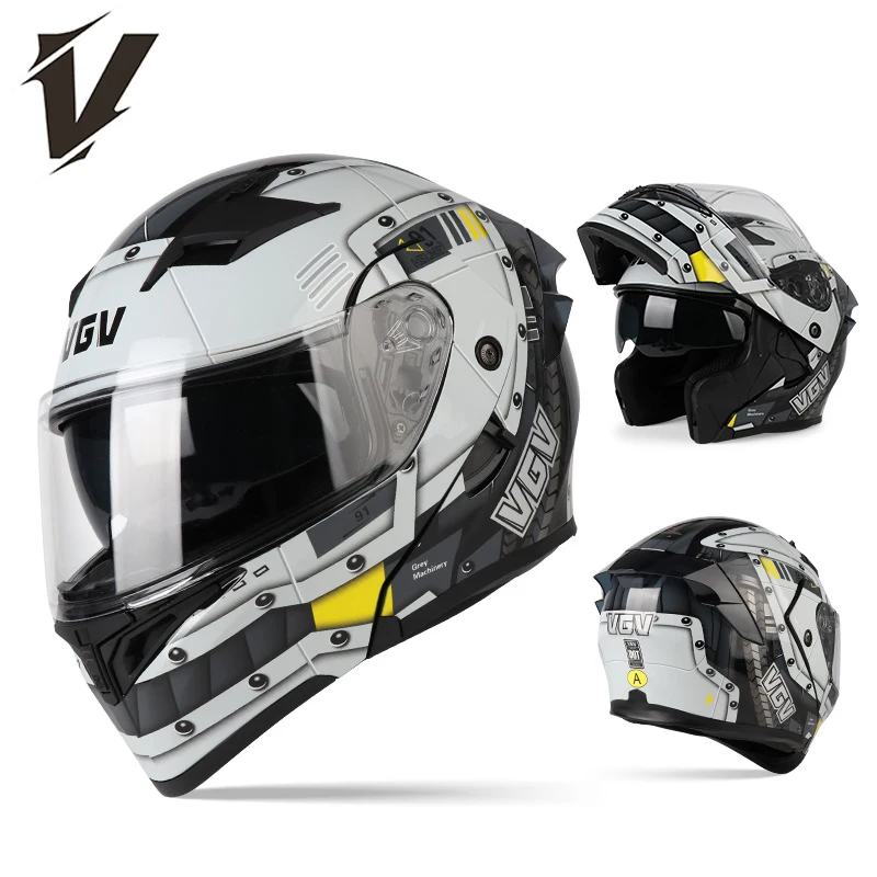 

Unisex Motorcycle Helmet Double Lens Modular Flip Safety Helmet with Visor Cross Section Design for Riding