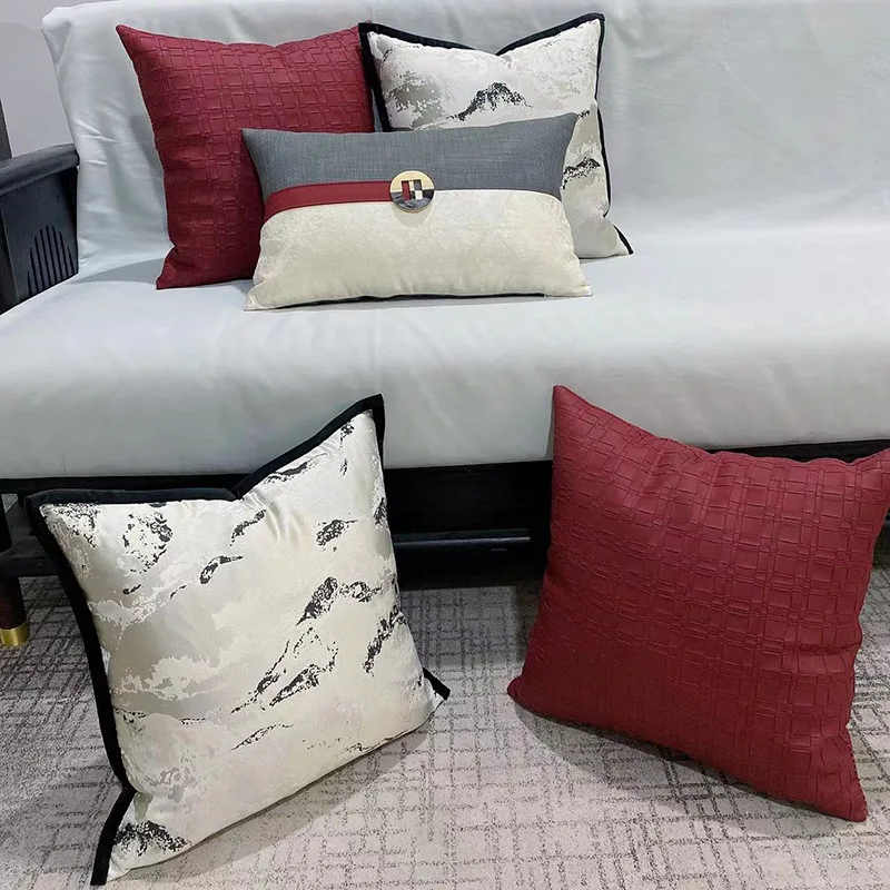 

Chinese Ink Jacquard Cushion Cover Modern High-precision Luxury Leather Pillow Covers Decorative Home Decor Sofa Bed Pillow Case