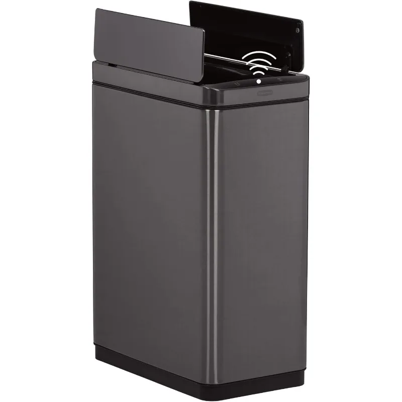 Elite Stainless Steel Slim Sensor Trash Can, 12-Gallon, Batteries Included, Charcoal, 11.8G