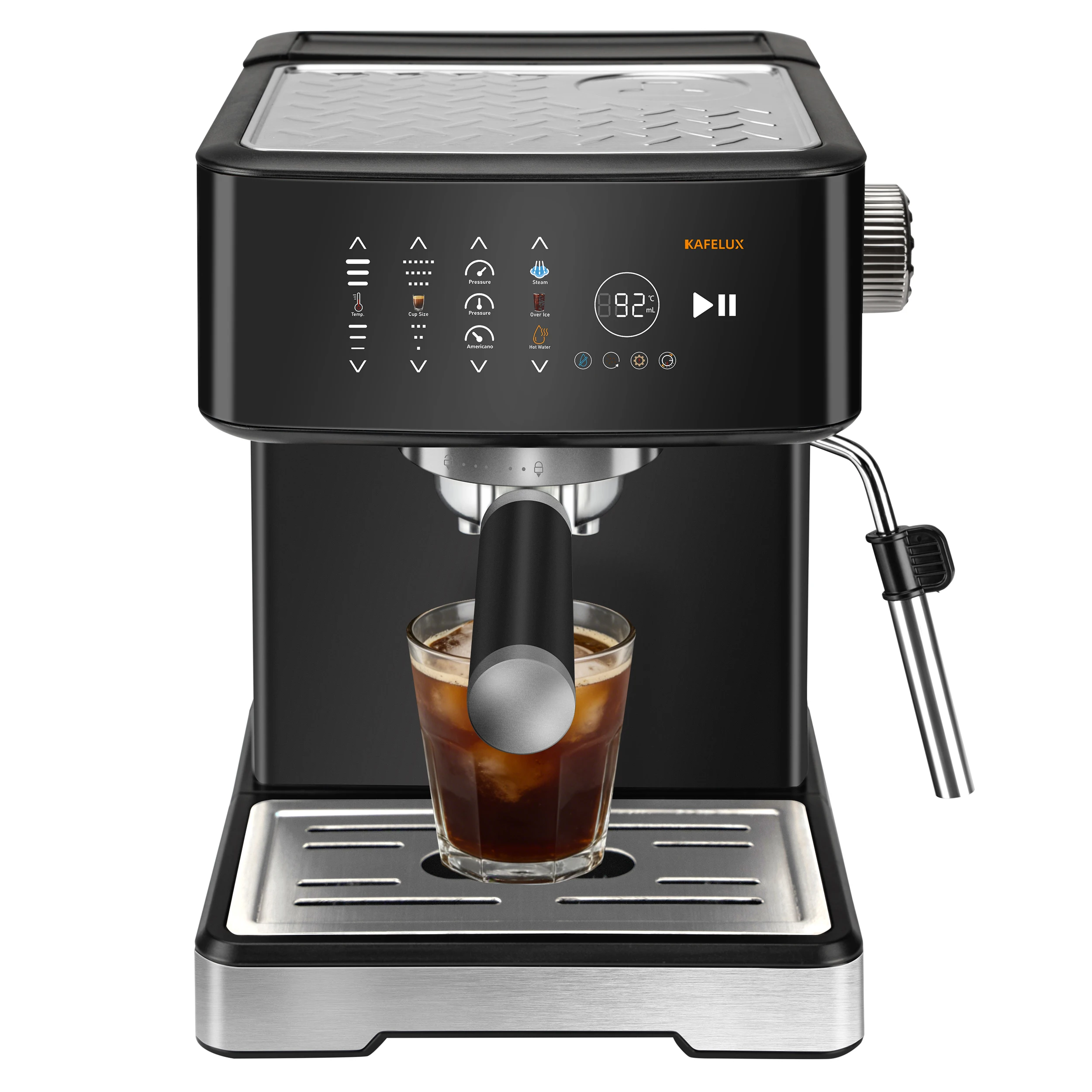 Espresso koffiemachine met melkschuim, LCD-touchscreen, 1,7L tank, afneembare watertank en opvangbak, Latte Cappuccino