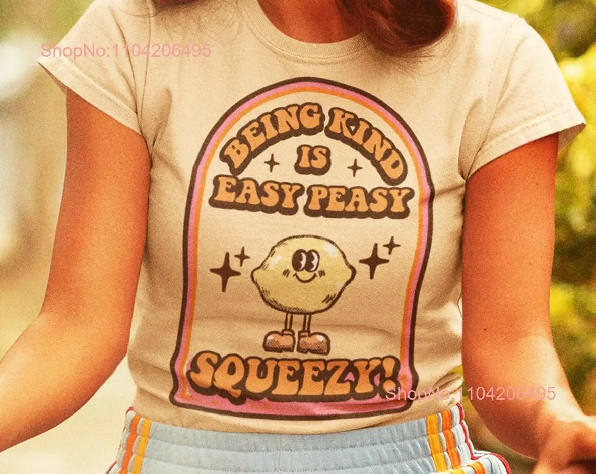 Being kind is easy peasy lemon squeezy shirt vintage 80s pastel cute 70s retro cartoon long or short sleeves