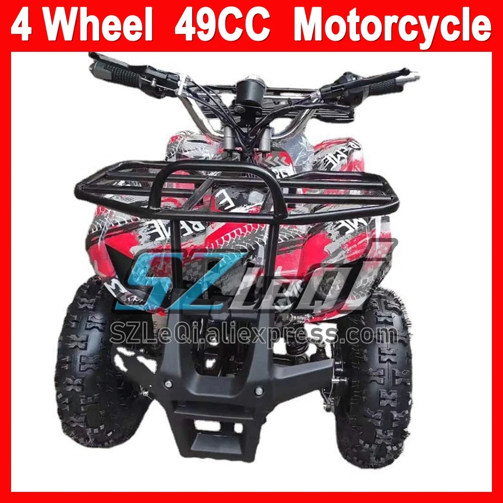 49CC 2 Stroke Gasoline Motorcycle Kid Adult Go Kart Frames Quad ATVS Amusement Rides 4 Wheel Beach Buggy Motorbike Birthday Gift