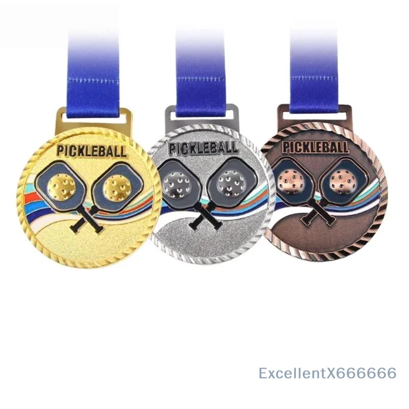 Pickleball Tournament Prize Medals Gold Silver Bronze Set Clear Engraving Space Medals for Custom Event Reward