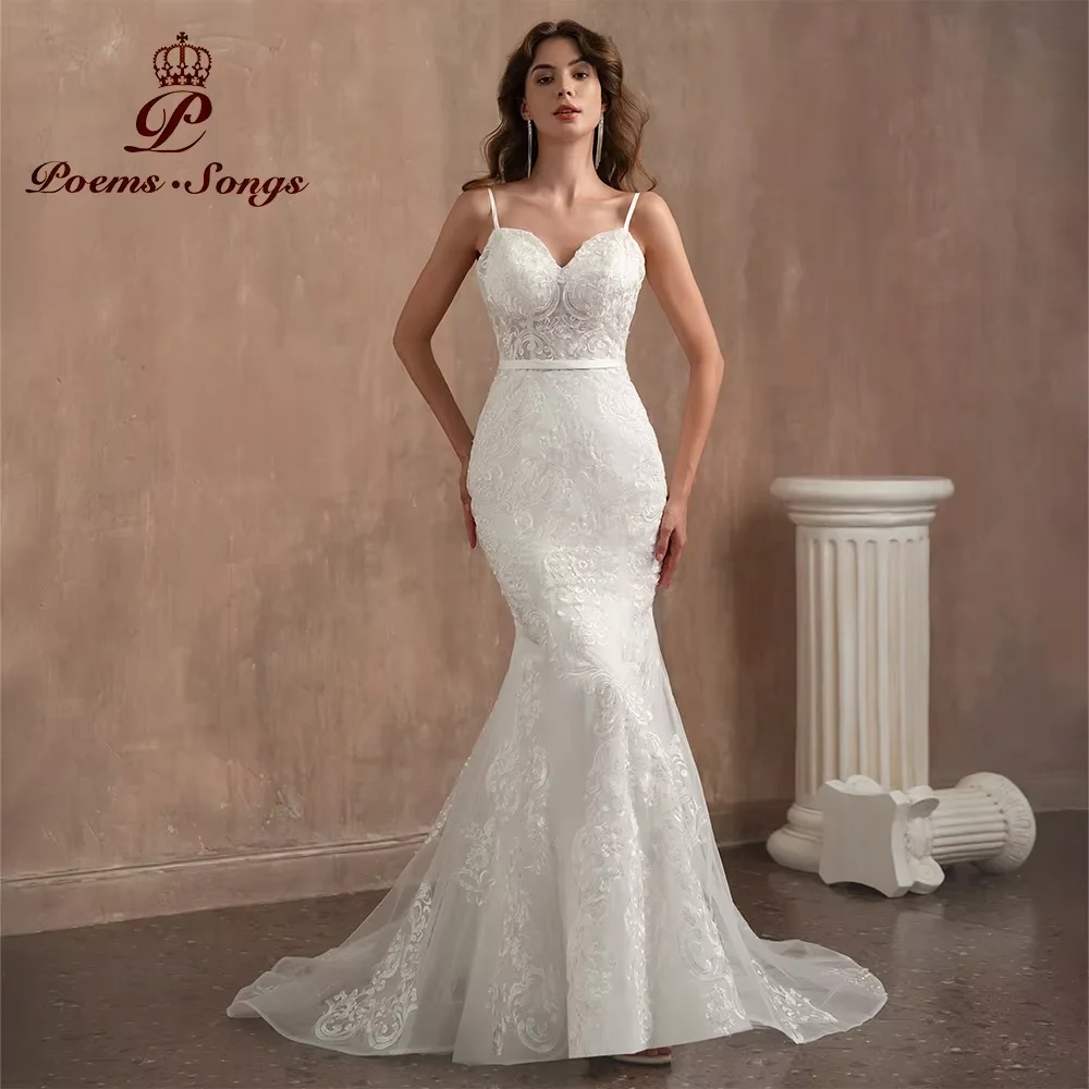 

Customized Long Mermaid Lace Wedding Dresses for Women Bridal Gown Vestido De Casamento Vestidos De Novia Wedding Ceremony Dress