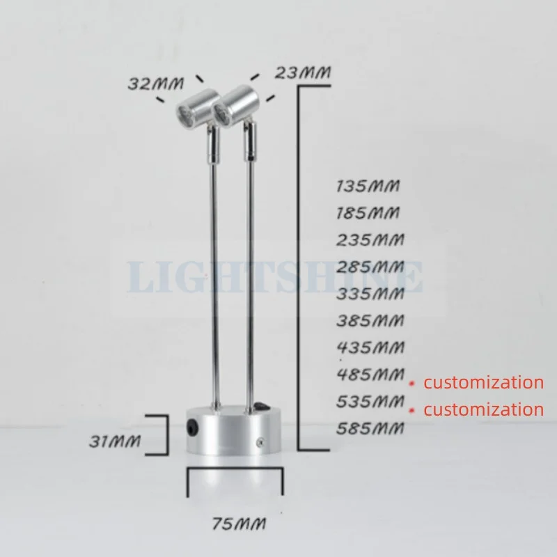 Lampada da banco per gioielli a Led faretto a doppia estremità lampada da Bar in vetro ricaricabile 2 x1w 2 x3w