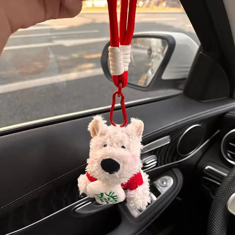 West Highland Dog. Dog Doll Key Chain Plush Toy Dog Cartoon Doll Cute Bag Book Bag Hanging Ornament Versatile Couple sisters