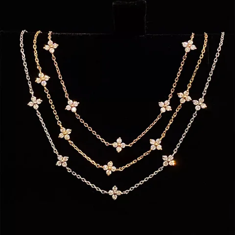 Zircon Flower Pendant Necklace