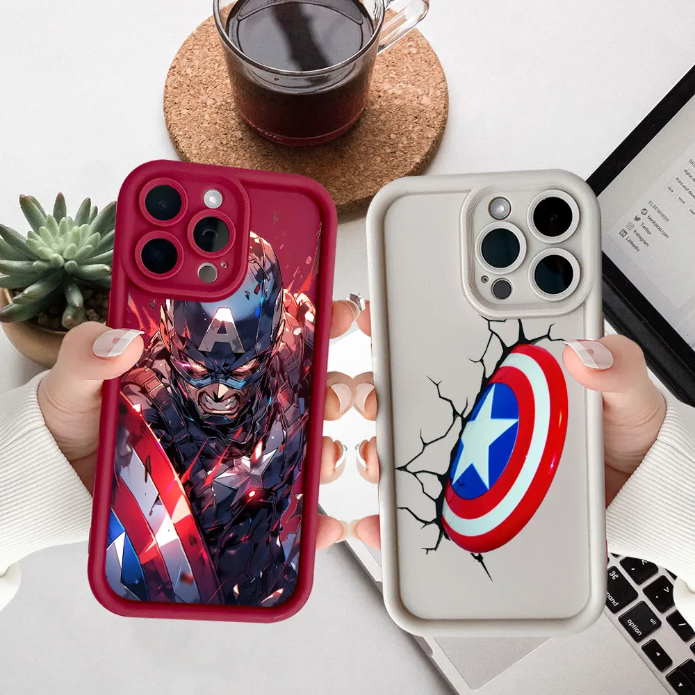 

Marvel Captain America Phone Case For Samsung Galaxy S25 S24 S23 S22 S21 S20 Ultra Fe S10 Plus Note 20 Ultra 5G Silicone Cover