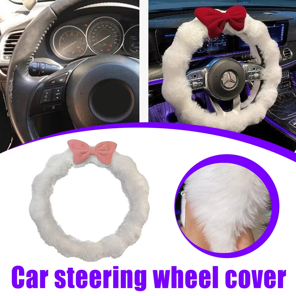 1 Pcs 2025 New Car Steering Wheel Cover Non-Slip Autumn And Winter Fleece-lined And Thickened High-End Cute Decoration For Women