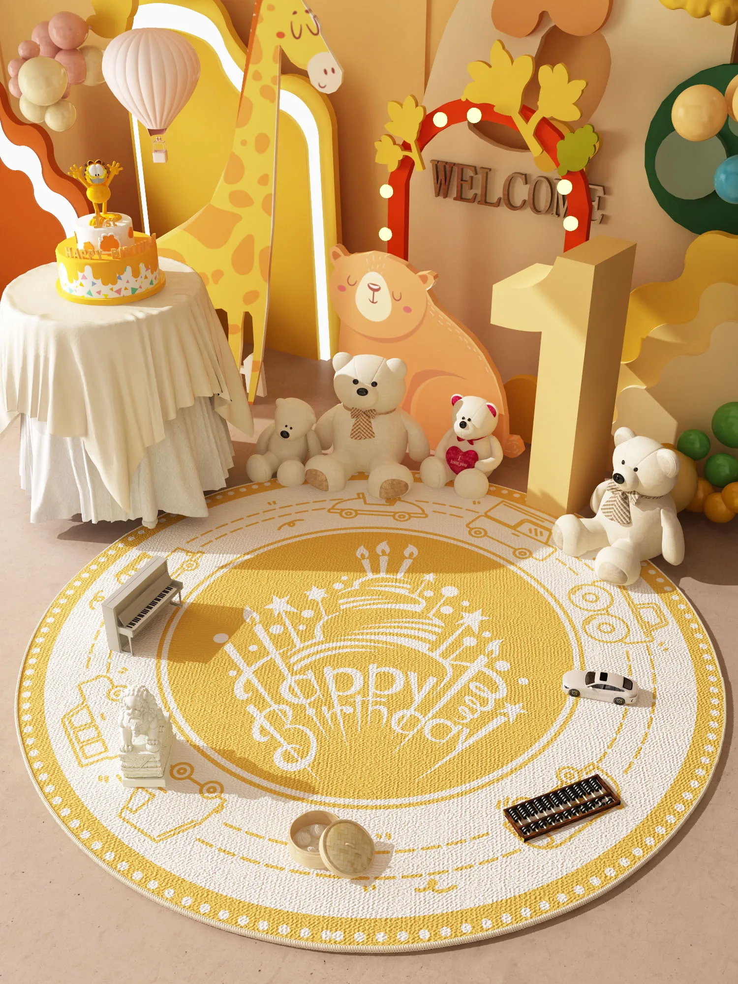 

VIKAMA Birthday Happy Carpet, Waterproof And Stain-Resistant Birthday Gift, Bedroom Bedside Blanket, Ceremony Floor Mat