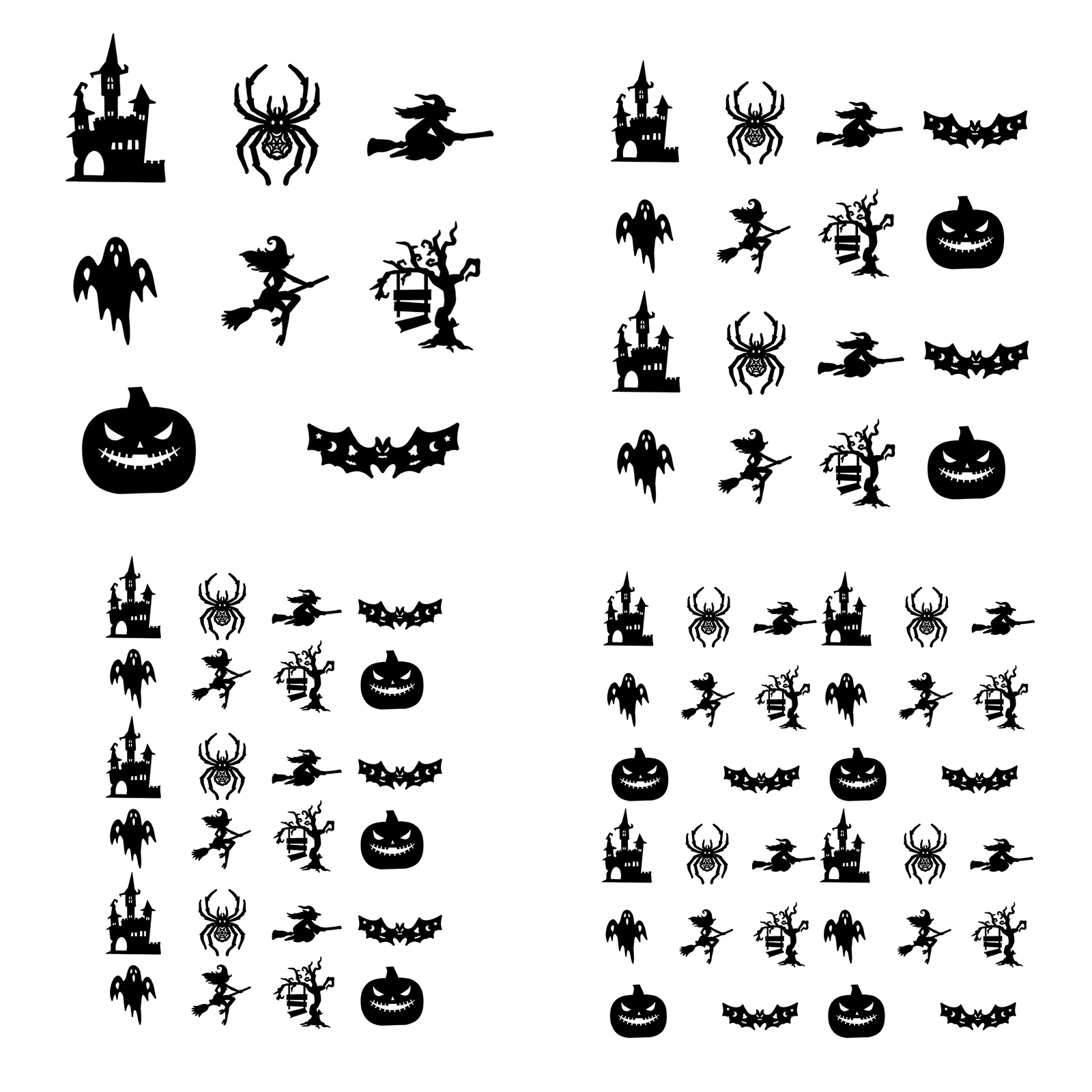 Halloween Silhouette Set 3D Hollow Wall Decals PET Night Light Stickers Spider Witch Bat Ghost Indoor Decor