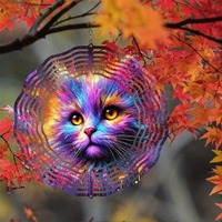 Whimsical 3D Kinetic Cat Wind Spinner - Colorful Metal Garden Art with Dancing Motion, Vibrant Outdoor/Indoor Decor, Unique Gift