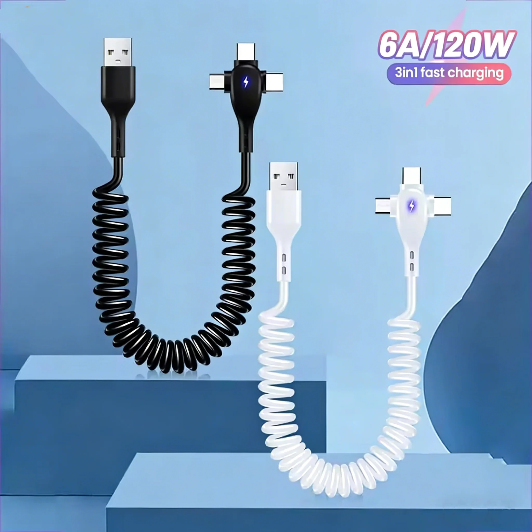 3-IN-1 Cable Fast Charger Cable Multi Charging Cord Universal USB Cord Connectors For Cell Phones for iphone XIaomi Huawei