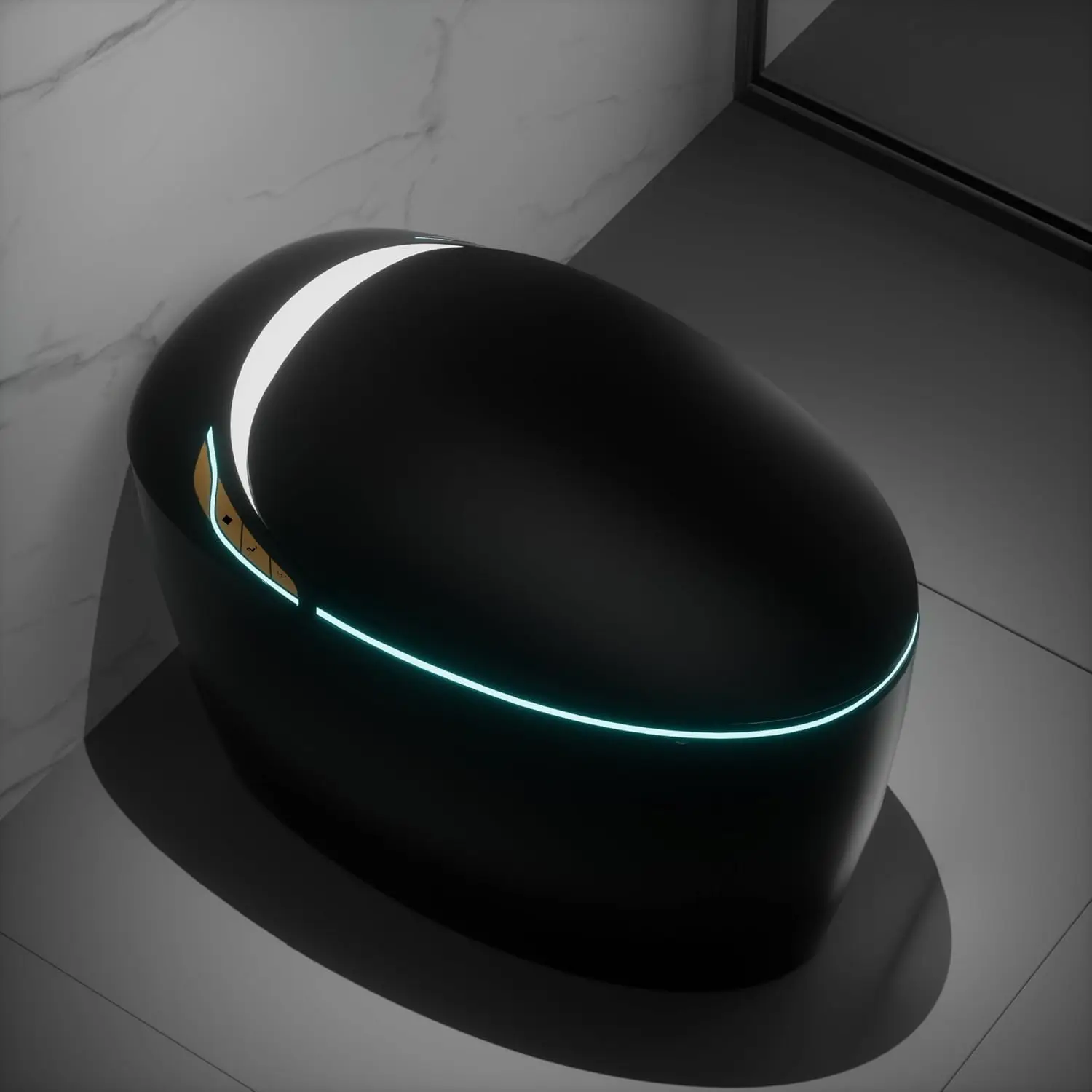 Black Tankless Smart Toilet with Bidet Built In, Heated Seat, Warm Water and Dry, Comfort Height Night Light, Auto, Customized