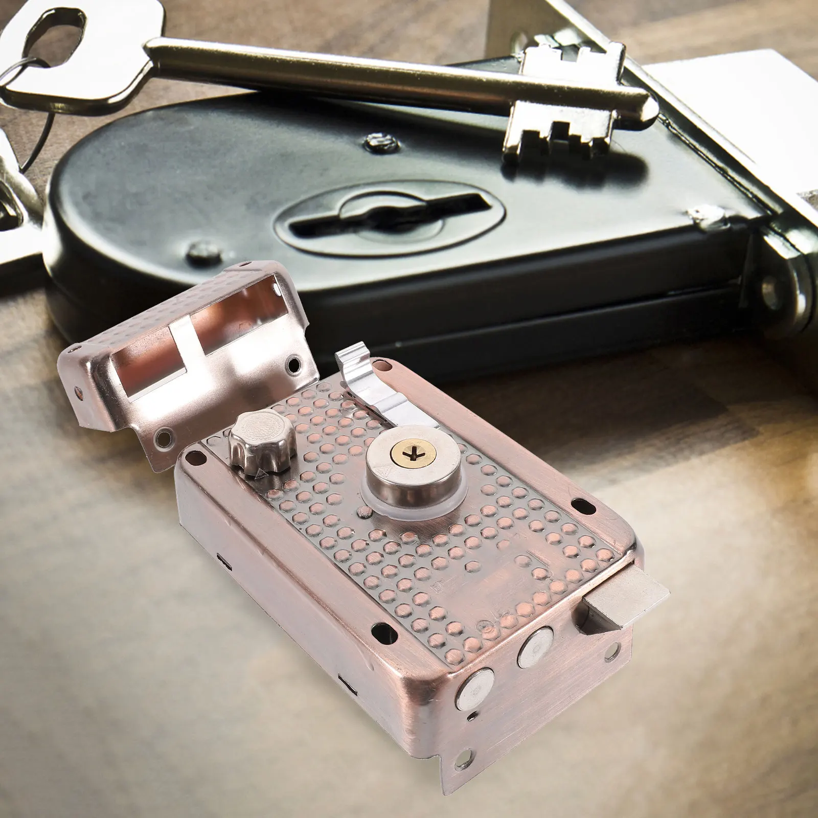 

Door Lock Copper Gate Deadbolt Vintage Knob Indoor Anti theft Barrel Bolt Replacement High Strength Steel Simple Design Wide