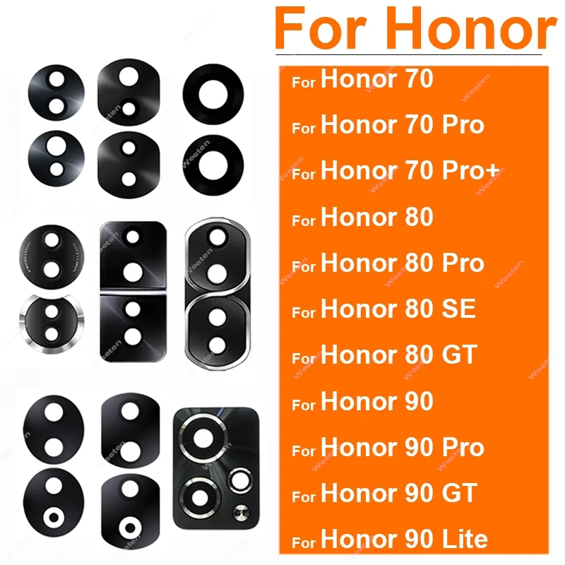 For Honor 90 80 70 Pro+ Plus 90 Lite 80 SE GT Back Camera Lens Rear Camera Lens Glass with Adhesive Sticker Repair Parts