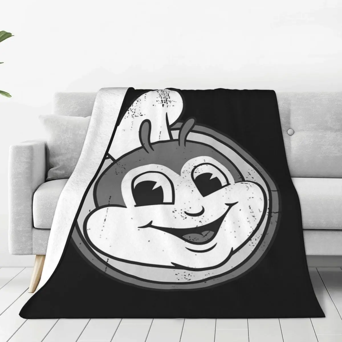 Jollibee Burger Restaurant Mascot Blanket Soft Warm Flannel Throw Blanket Cover for Bed Living room Picnic Travel Home Sofa
