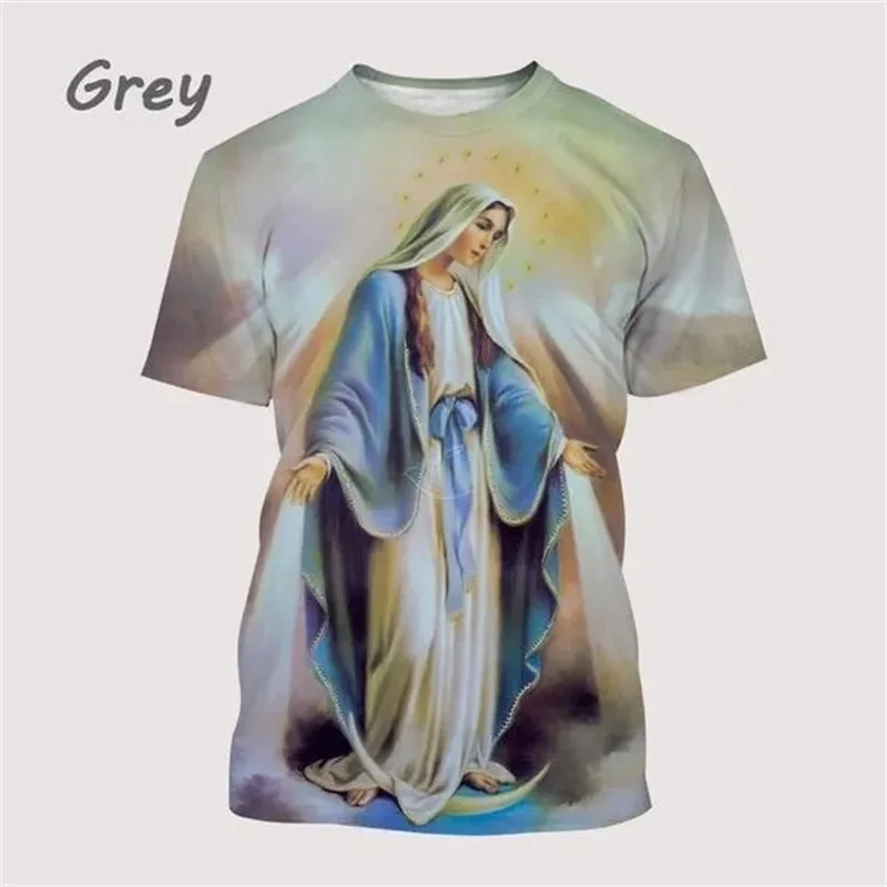 Guadalupe Virgin Mary Of Mexico 3D Print T-Shirt For Men Christian Our Lady Personality Tshirt Streetwear Short Sleeve Tee Tops