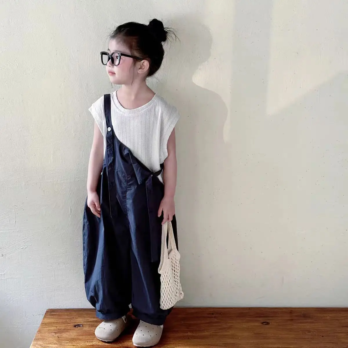 

Girls Summer Romper Set 2026 Trendy Korean Loose Overalls T-Shirt Two-Piece Set Child Fashionable Outfit for Kids
