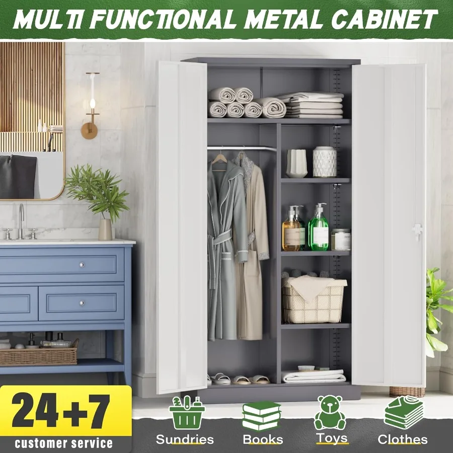 خزانة ملابس معدنية بأبواب وأرفف72 خزانة خزانة ملابس للتفصيل للمكتب وغرفة النوم وغرفة الغسيل hool Em